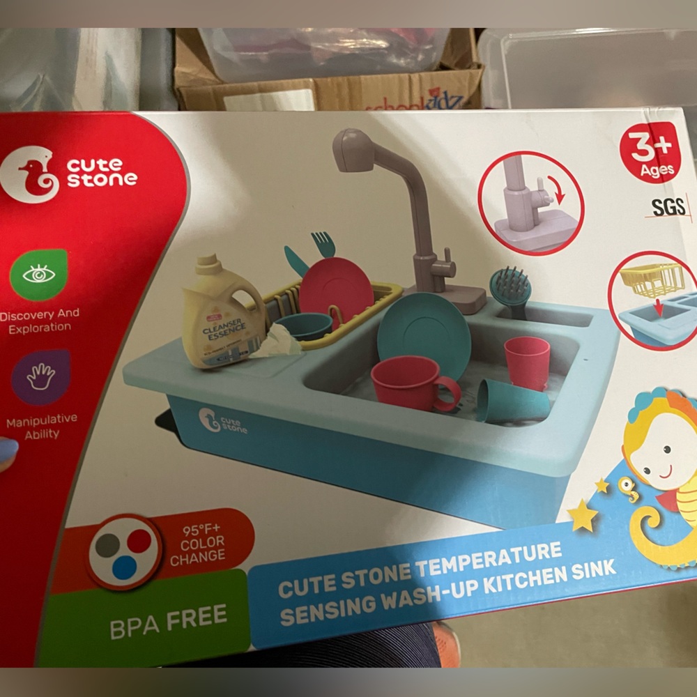 Blue Temperature Sensing Wash-Up Kitchen Sink